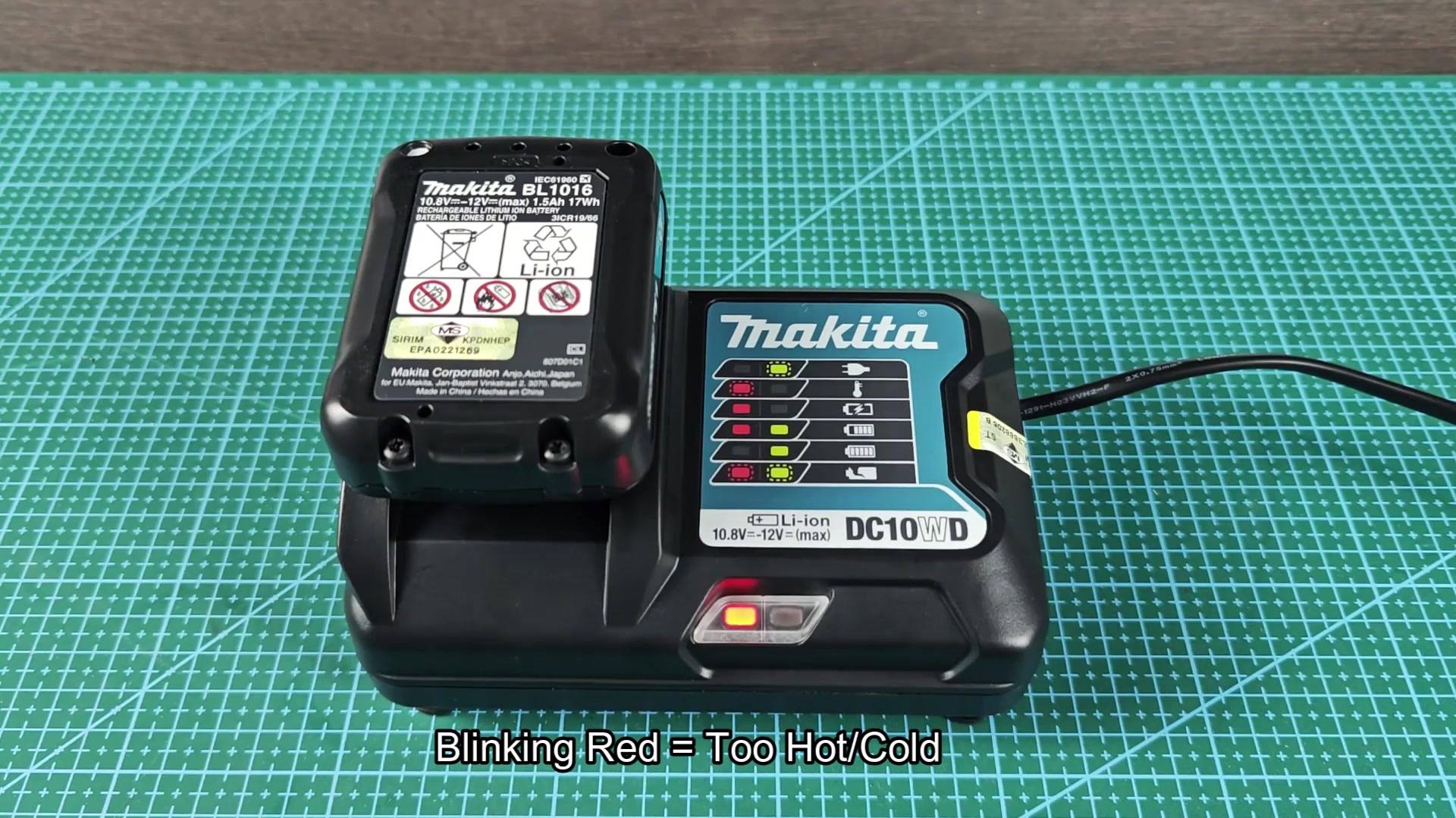 Temperature warning indicated by blinking red light Temperature warning indicated by blinking red light