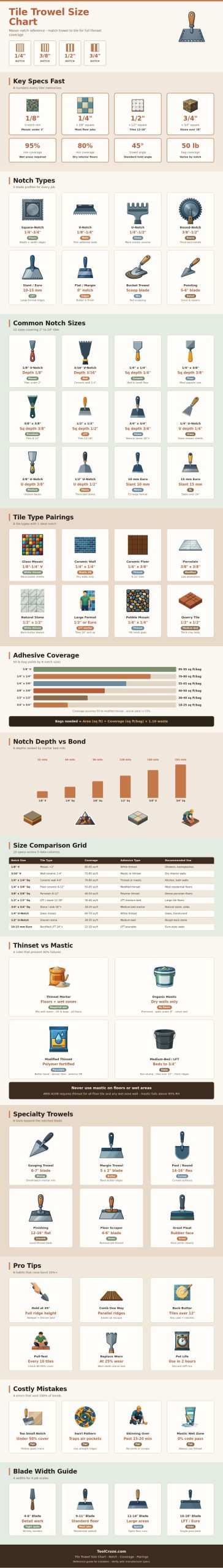 Tile Trowel Size Chart