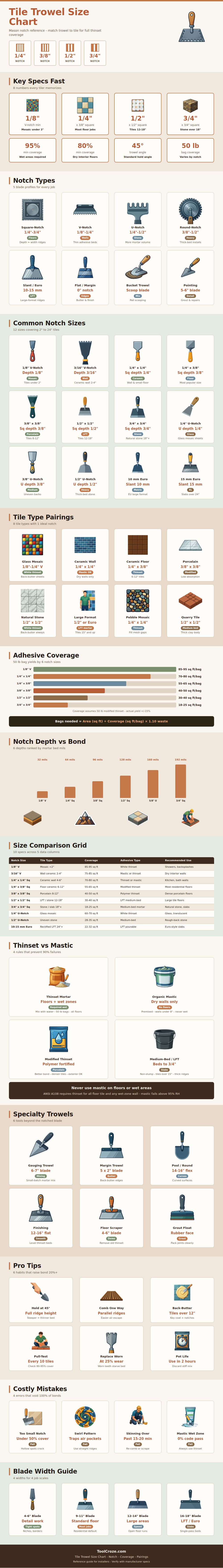 Tile Trowel Size Chart