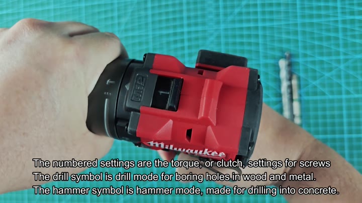 Torque settings and mode selector dial Torque settings and mode selector dial