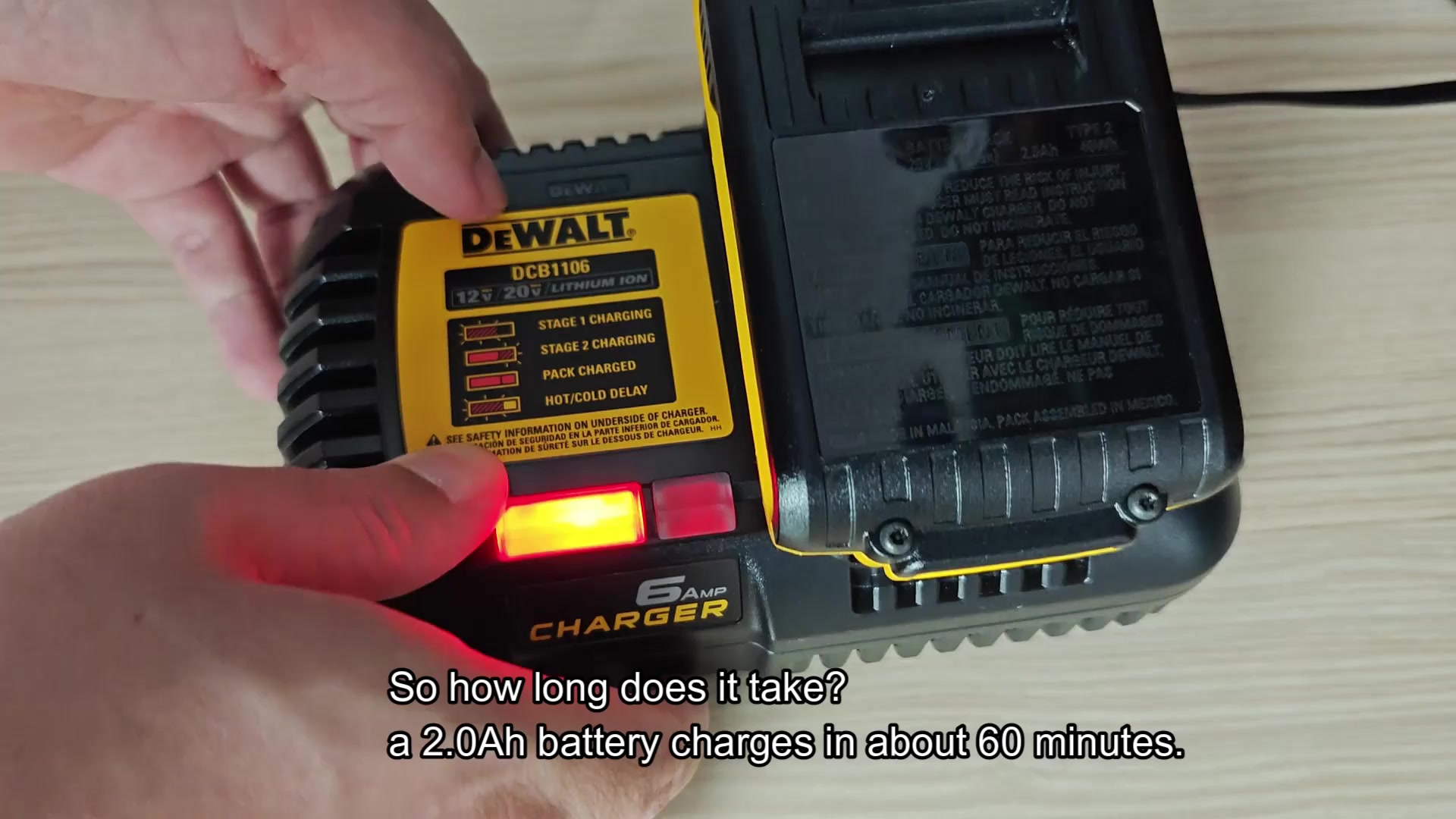 Two red LEDs show battery charging status Two red LEDs show battery charging status