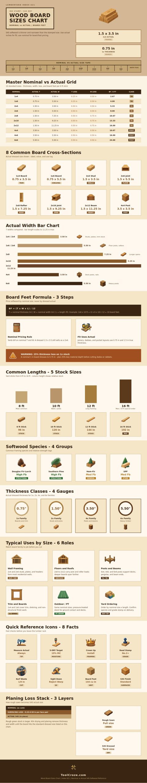 Wood Board Sizes Chart