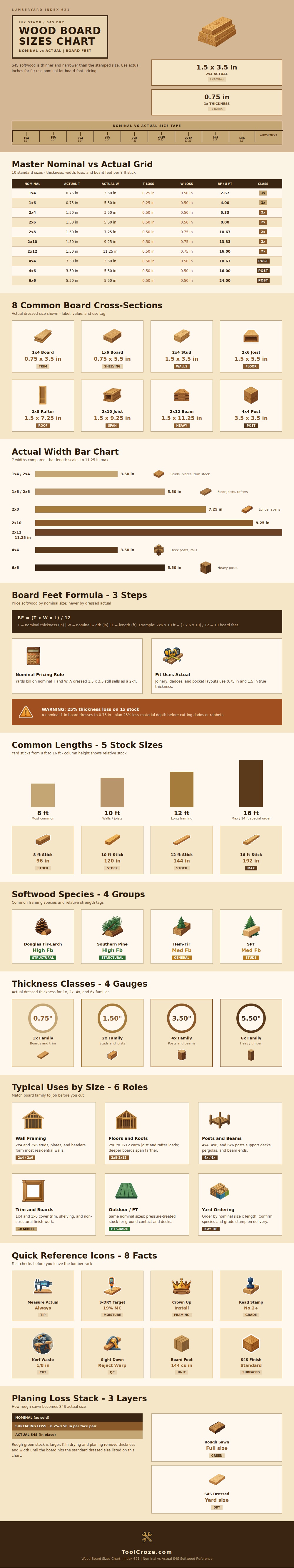 Wood Board Sizes Chart
