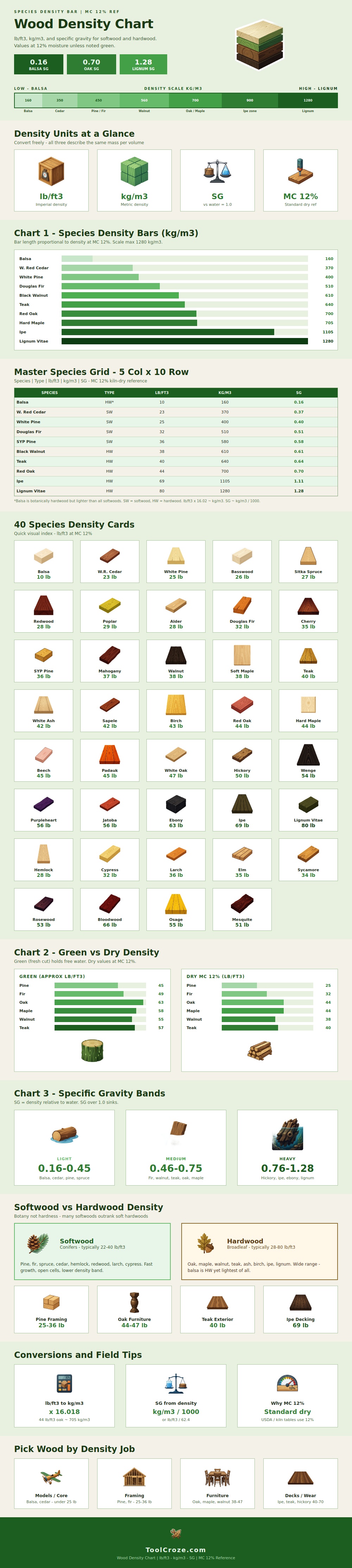 Wood Density Chart