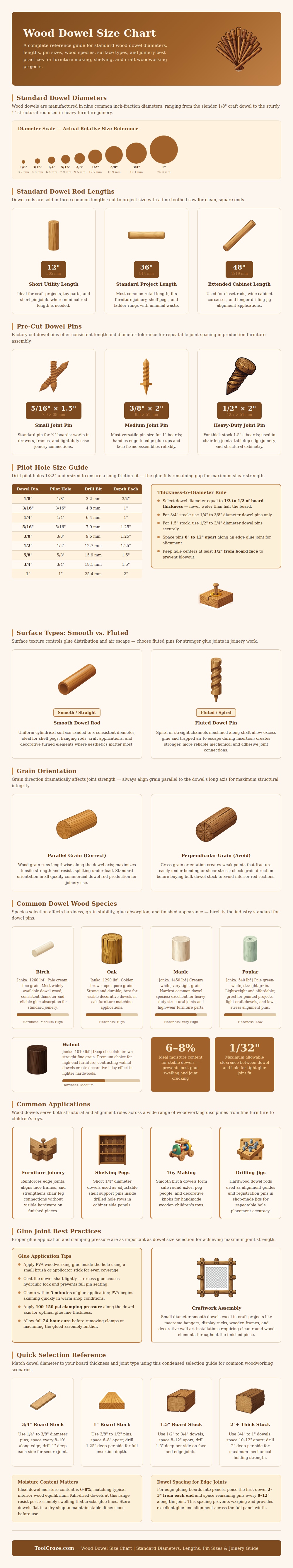 Wood Dowel Size Chart