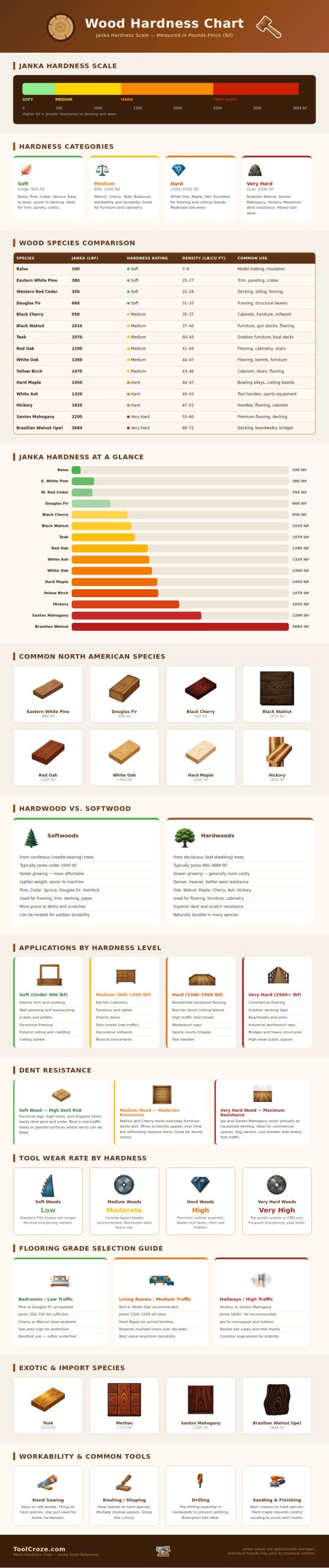 Wood Hardness Chart