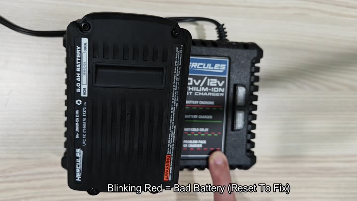 Blinking red light signals bad battery pack Blinking red light signals bad battery pack
