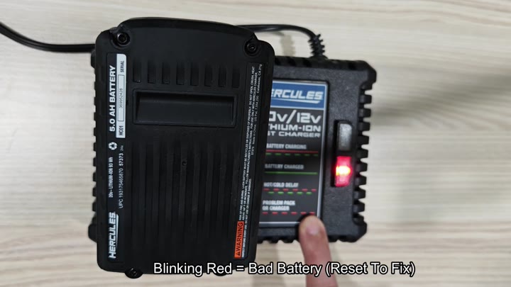 Charger displays blinking red problem indicator Charger displays blinking red problem indicator