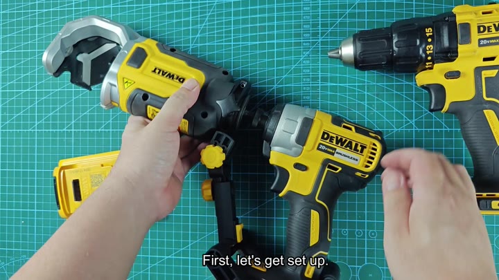 DEWALT 20V MAX tools on cutting mat DEWALT 20V MAX tools on cutting mat