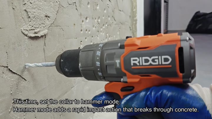 Drilling into concrete wall with hammer mode Drilling into concrete wall with hammer mode