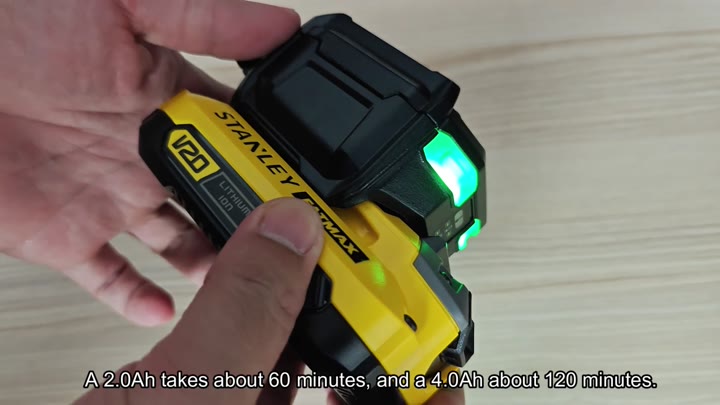 Green lights show battery charging status