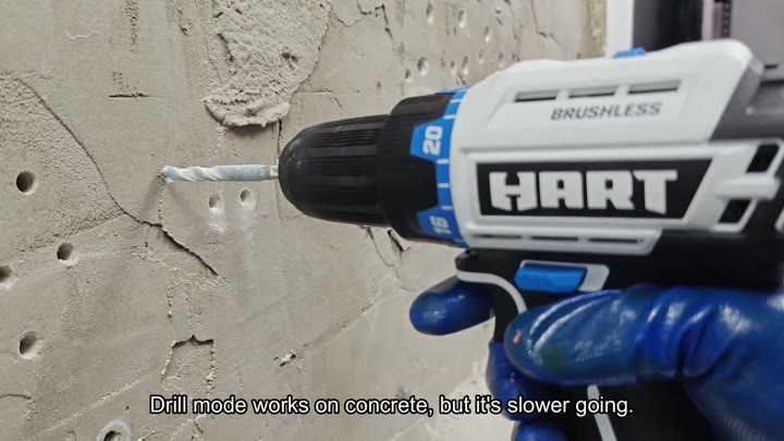 Hart Hpdd25 20v Brushless Drill on Wood, Concrete and Screws