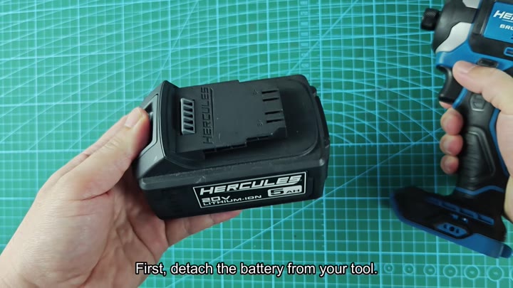 Hercules 20V battery detached from drill Hercules 20V battery detached from drill