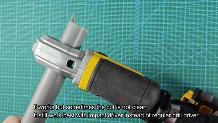 Hole saw bit attached to drill driver Hole saw bit attached to drill driver