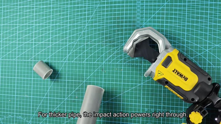 Impact action cutting thicker plastic pipe Impact action cutting thicker plastic pipe