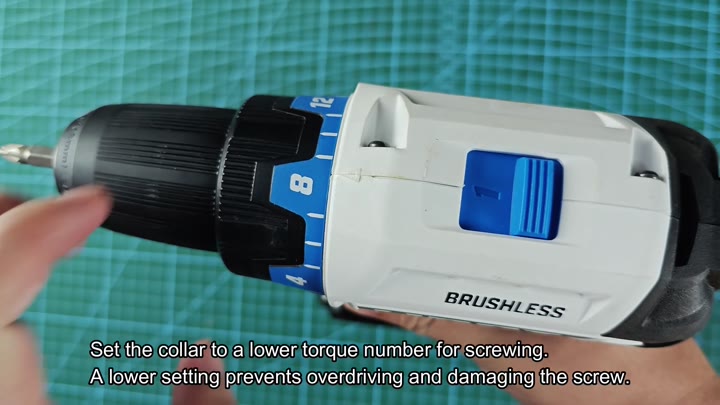 Lower torque settings prevent damaging screws Lower torque settings prevent damaging screws