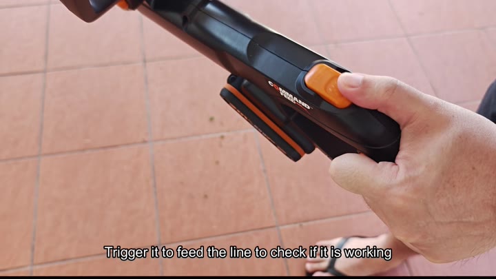 Press trigger to feed line Press trigger to feed line