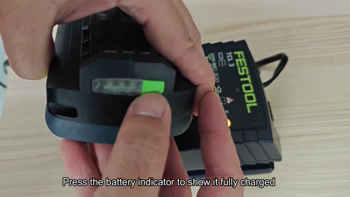 Pressing battery indicator to show charge level Pressing battery indicator to show charge level
