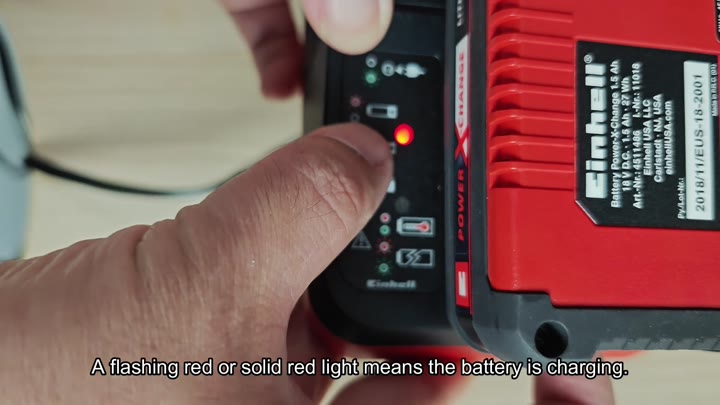 Red light means battery is charging