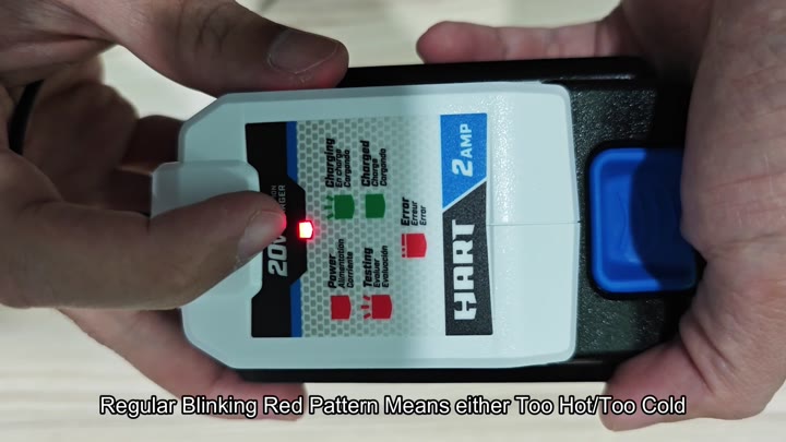 Regular blinking red indicates temperature warning