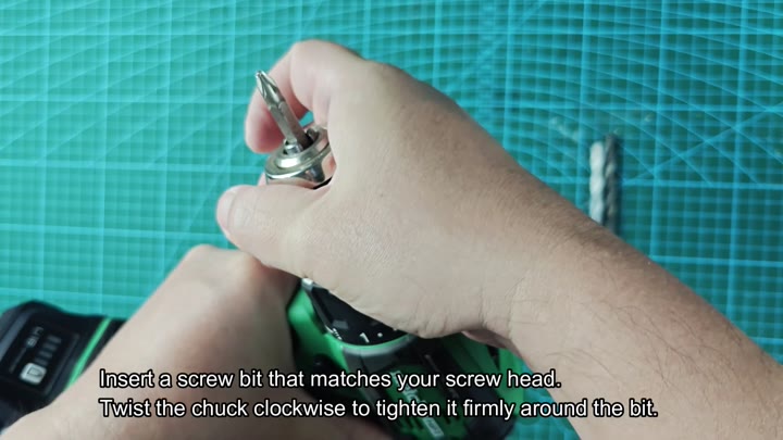 Screwdriver bit secured tightly in drill chuck Screwdriver bit secured tightly in drill chuck