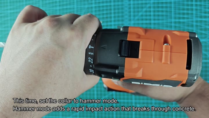 Set collar to hammer mode for impact Set collar to hammer mode for impact