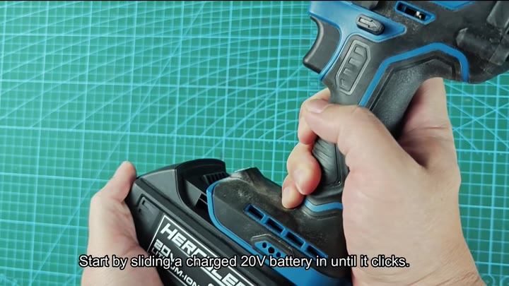 Sliding 20V Hercules battery into drill Sliding 20V Hercules battery into drill