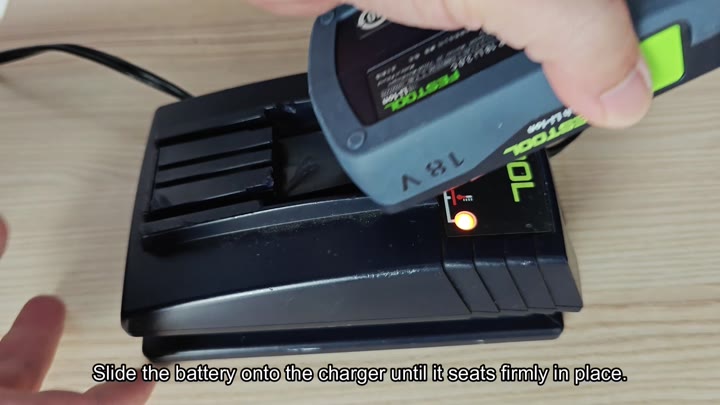 Sliding Festool 18V battery onto charger Sliding Festool 18V battery onto charger