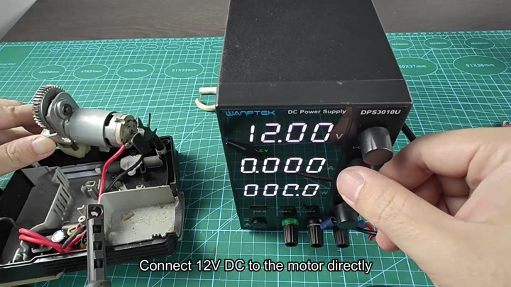Testing motor with 12V DC power supply Testing motor with 12V DC power supply