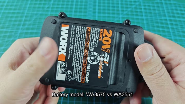 WA3575 battery model label close up WA3575 battery model label close up